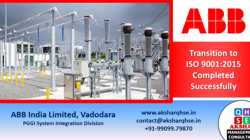 ABB India Ltd Maneja Vadodara PGGI System Integration Division Certified for ISO 9001:2015