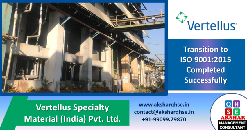 Vertellus transition successful of Certified for ISO 9001:2015