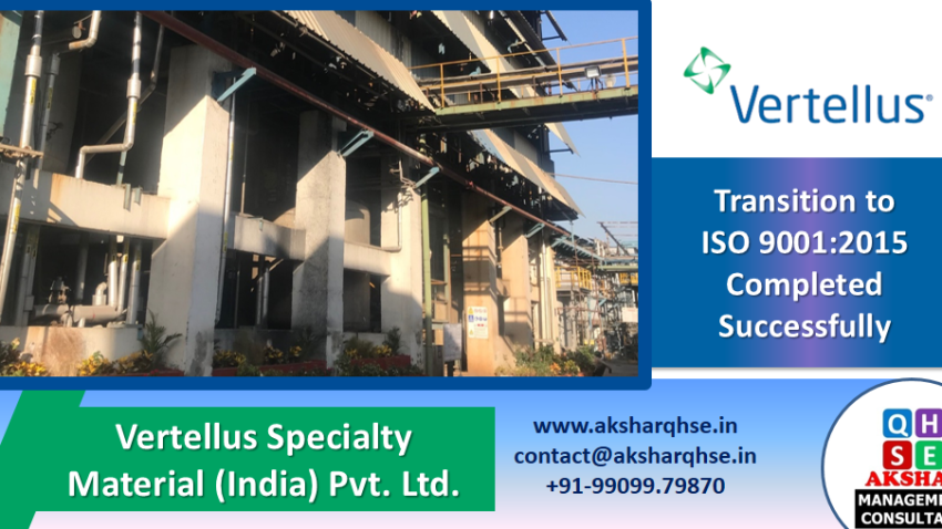 Vertellus transition successful of Certified for ISO 9001:2015