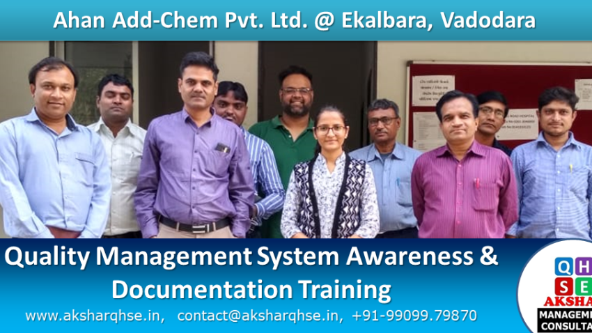 Ahan Add Chem Pvt. Ltd ISO 9001:2015 Documentation & Awareness Training