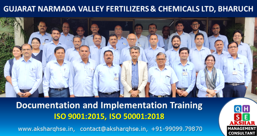 Documentation & Implementation training on ISO 9001:2015 & ISO 50001:2018 @ GNFC Ltd, Bharuch