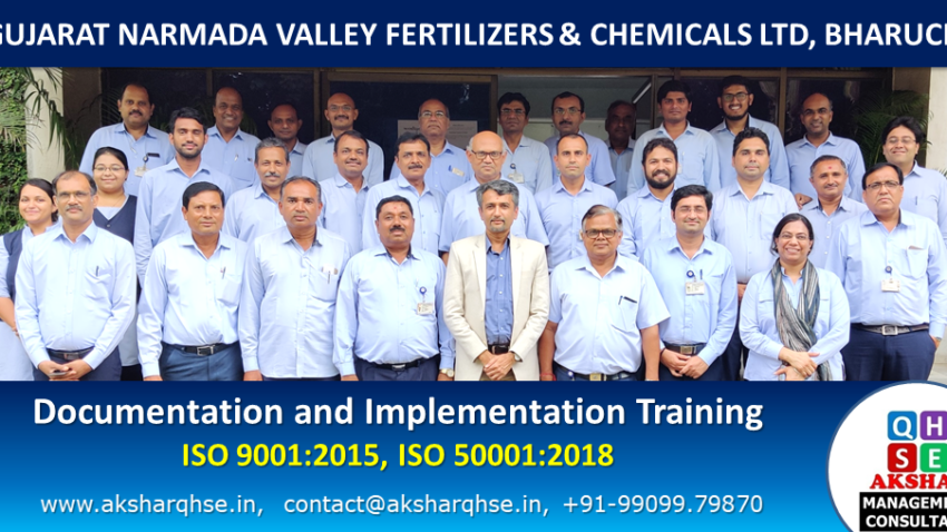 Documentation & Implementation training on ISO 9001:2015 & ISO 50001:2018 @ GNFC Ltd, Bharuch