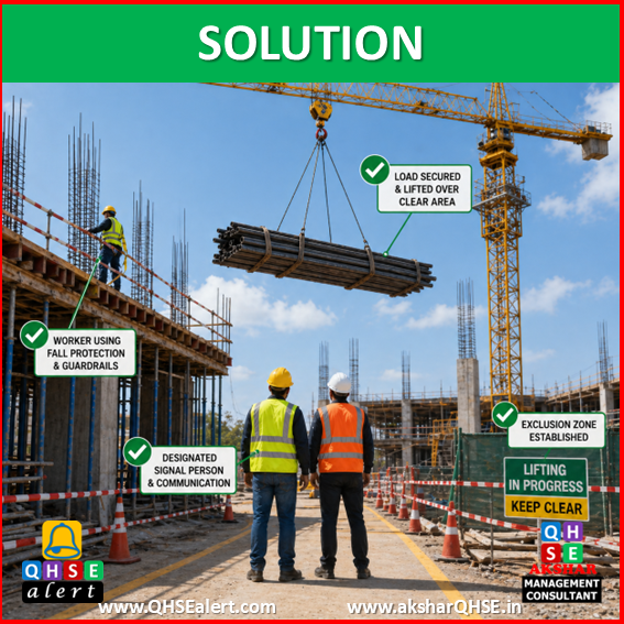 Crane lifting material over person B