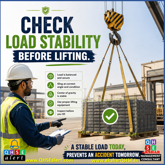 Check load stability before lifting.