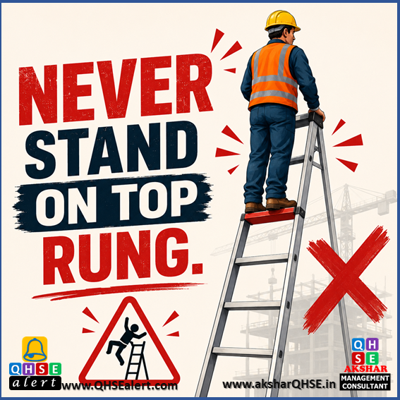 Never stand on top rung.